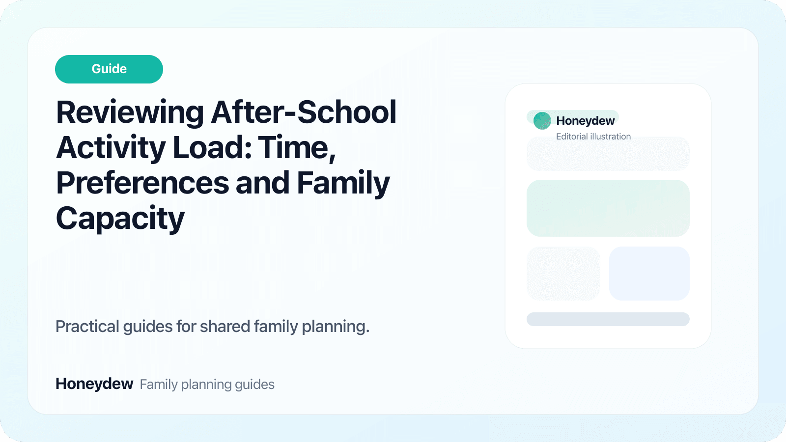 Reviewing After-School Activity Load: Time, Preferences and Family Capacity
