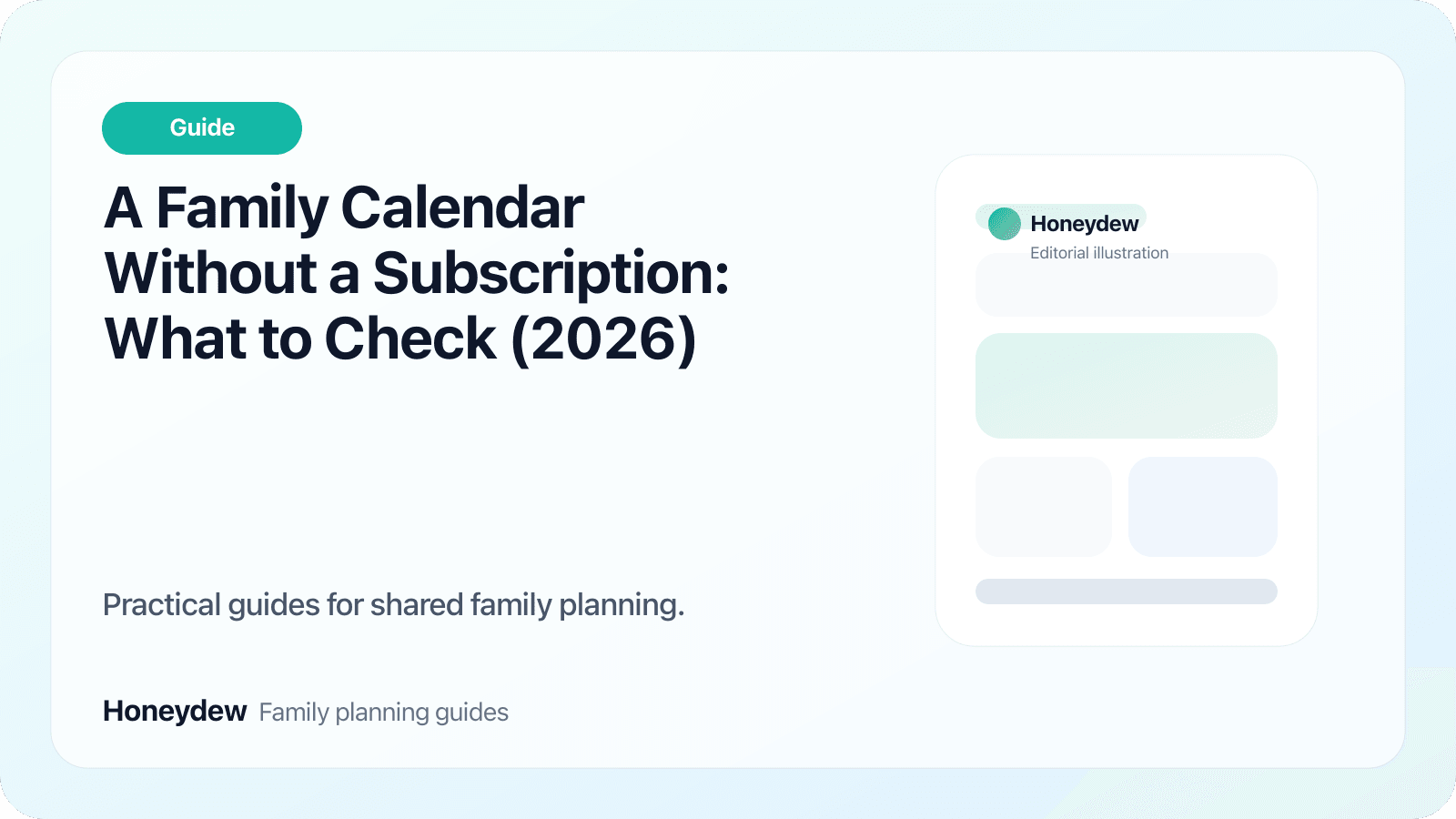 A Family Calendar Without a Subscription: What to Check (2026)