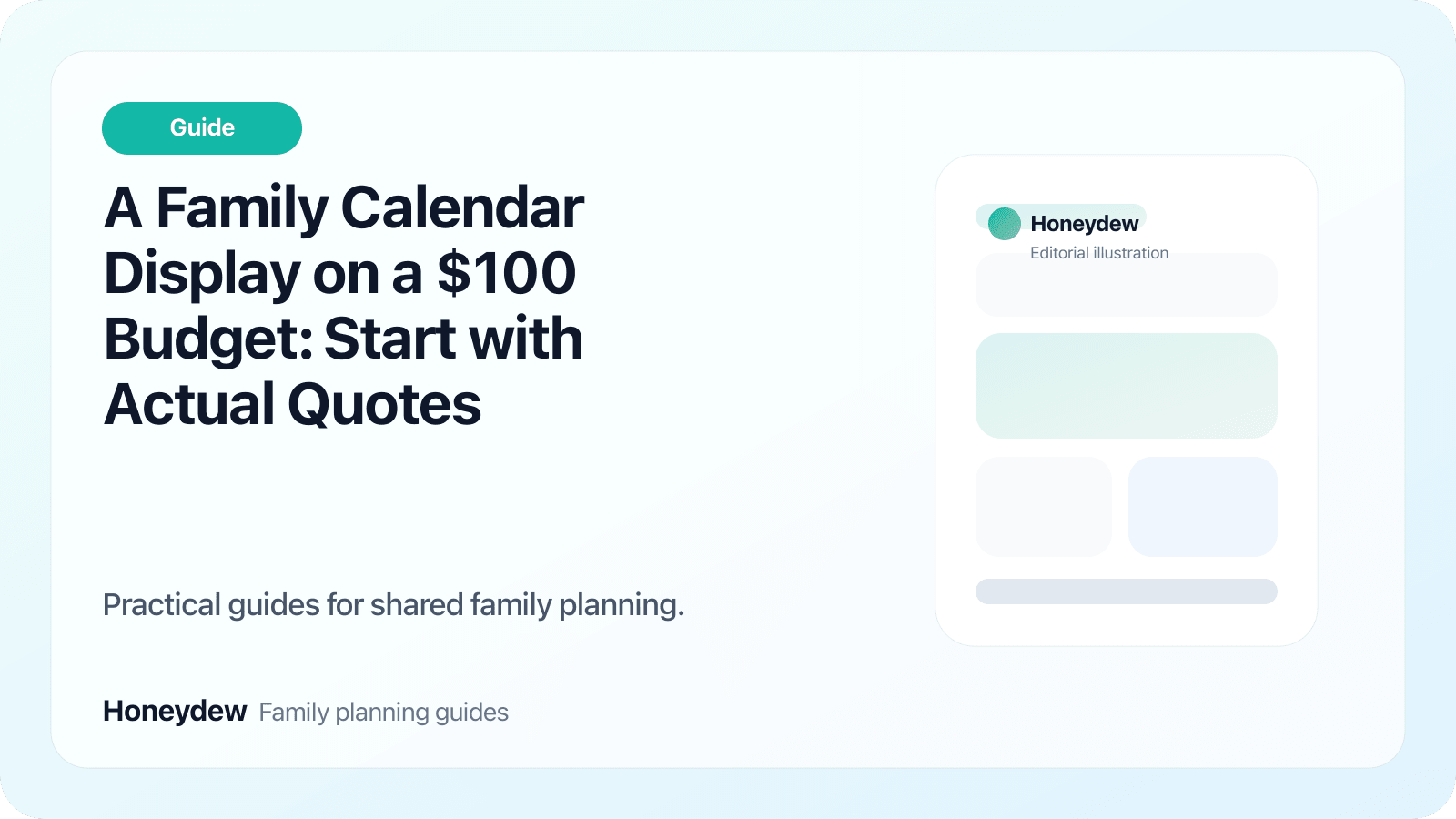 A Family Calendar Display on a 00 Budget: Start with Actual Quotes