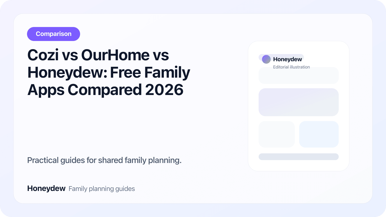 Cozi vs OurHome vs Honeydew: Free Family Apps Compared 2026