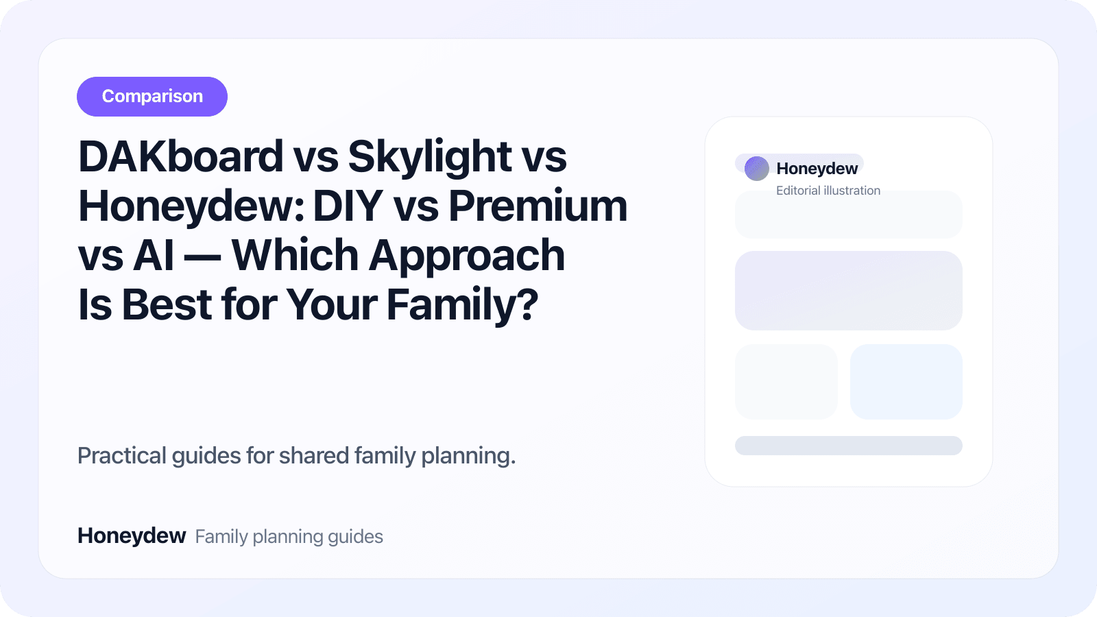 DAKboard vs Skylight vs Honeydew: DIY vs Premium vs AI — Which Approach Is Best for Your Family?