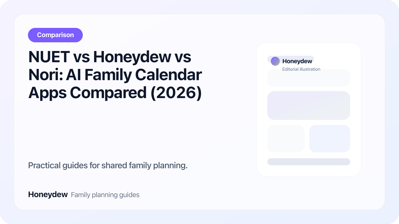 NUET vs Honeydew vs Nori: AI Family Calendar Apps Compared (2026)