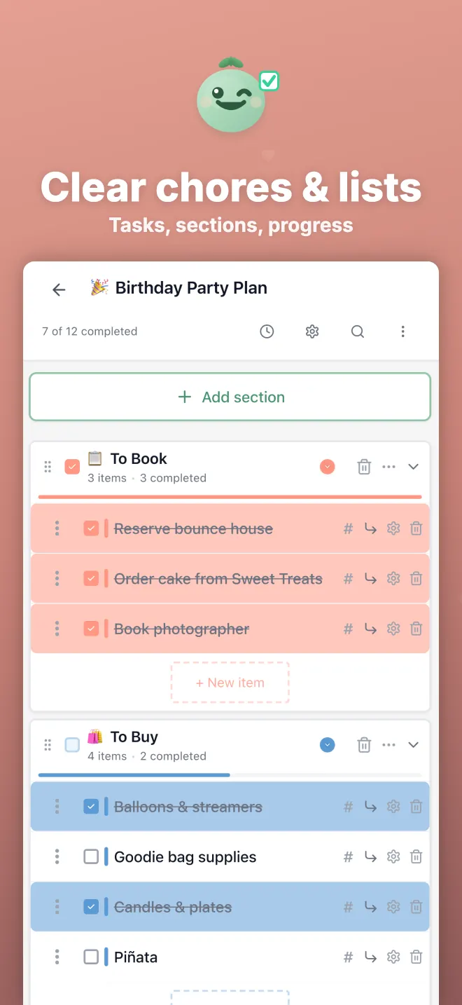 Honeydew chores and shared lists screen